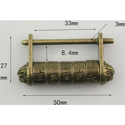 Chinese Old Style Lock Antique Vintage Zinc Alloy Jewelry Chest Box Code Password Lock Padlock for Wood Suitcase Drawer Cabinet