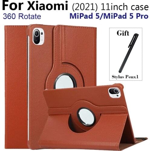 360 Rotating PU Leather Case For XiaoMi mipad 5 MiPad 5 Pro 11 inch Tablet Funda Cover for Mi Pad 5 pro 11 2021 Stand Shell+Pen