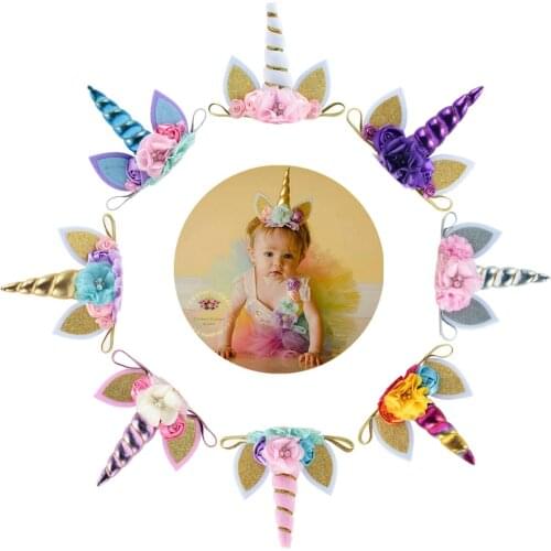 Yundfly New Unicorn Horn Headband Kids Birthday Gifts Unicorn Baby Girls Hairbands Party Supplies Photography Props