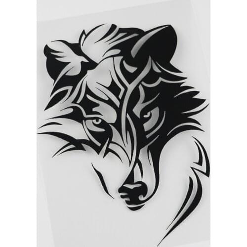 Fun Car Sticker Personality Abstract Wolf Predator Decoration Car Decal Waterproof Sunscreen Car Sticker Black/White, 18cm*13cm