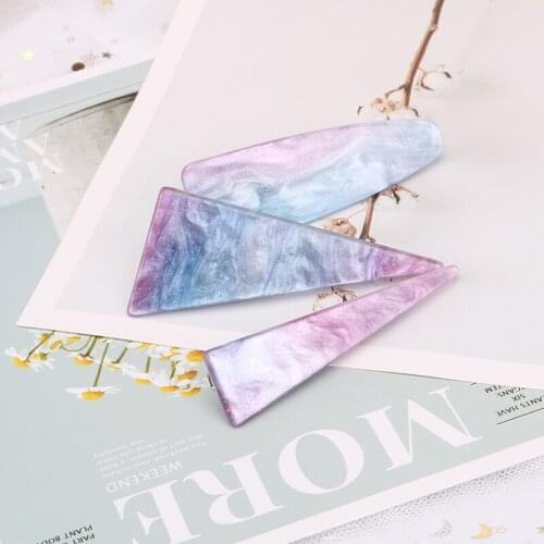 Korean Style Aurora Gradient Duck Bill Clip Geometric Irregular Triangle Clip BB Clip Three-Piece Hair Accessories