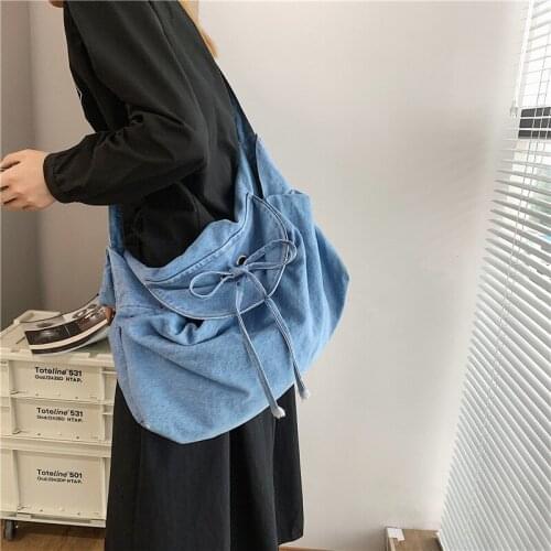 Women Denim Blue Shoulder Bag New Design Brand Female Canvas Jeans Tote Handbags Large Vintage Crossbody Travel Mochila
