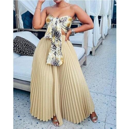Europe and the United States womens wear the new summer 2021 two-piece womens fashion pleated skirt in the chest