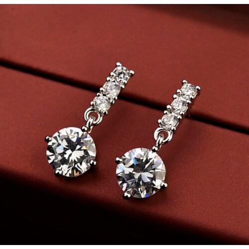 Brand TracysWing Genuine AAA Zircon Water Drop White Gold Color Earrings For Women New Sale Hot #208000