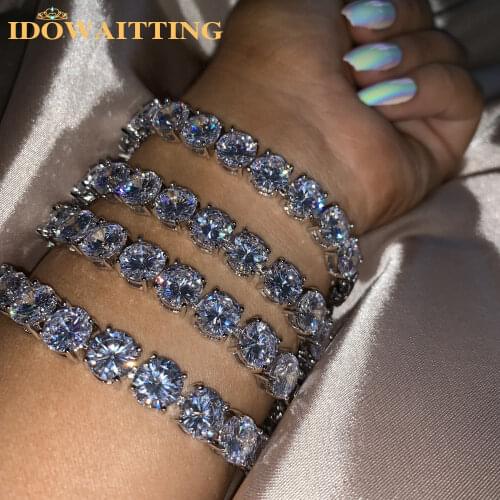 2021 New Luxury Big 8mm CZ Tennis Chain Iced Out 5A Cubic Zirconia Bracelet Women Girl Hip Hop Bling Sparking Wedding Jewelry
