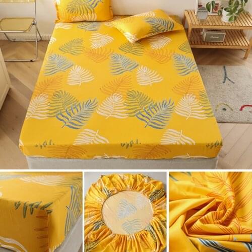 1pcs 100%Polyester Printed Fitted Sheet Mattress Cover Four Corners With Elastic Band Bed Sheet