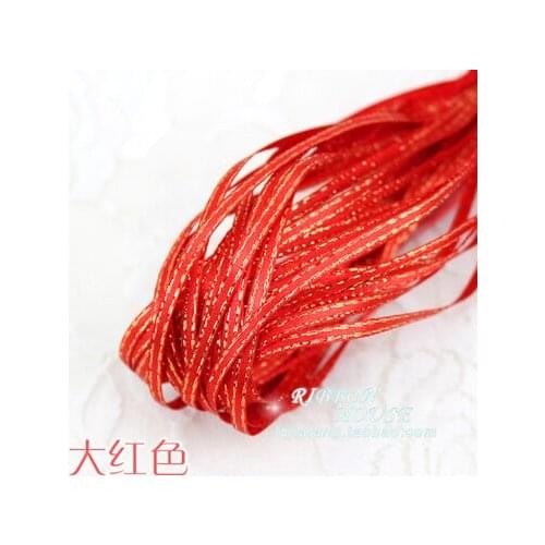 10meters/lot) 1/8''(3mm) Red Metallic Glitter Ribbon Colorful gift package party ribbons Gold Edge DIY Candy Box Dec Multicolor