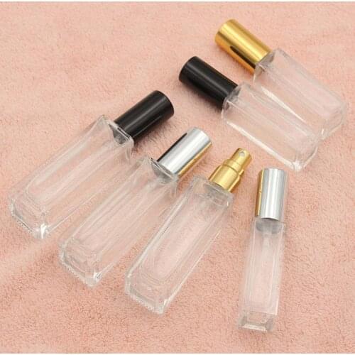 10ml 20ml Clear Portable Glass Perfume Spray Bottles Empty Cosmetic Containers with Atomizer Gold Silver Cap Spray Bottles