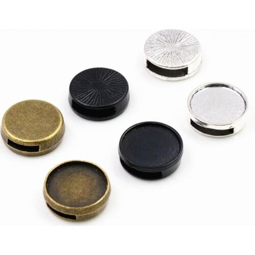 10pcs 14mm 16mm 18mm Inner Size Bronze And Antique Silver Plated Hole (10mm) Beads Cabochon Base Cameo Setting Charms Pendant