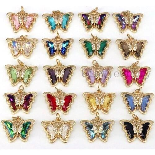 10Pcs ,Colorful Butterfly diy Charms For Jewelry Making, Crystal Butterfly Pendant, Color Charms, CZ Crystal Accessories