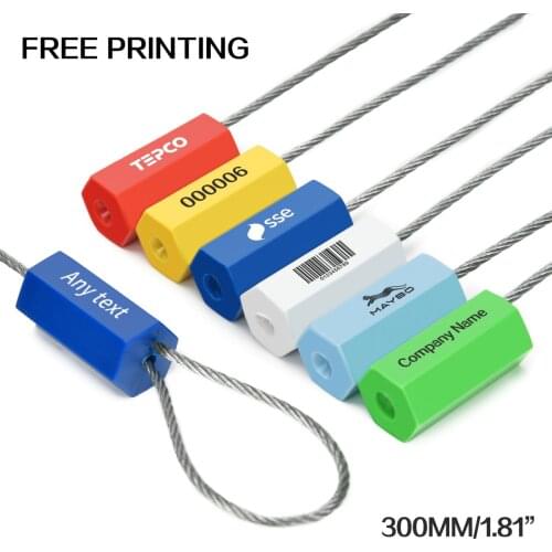 High Security Aluminum Alloy Cable Seal Numbered Self-Locking Logistics Seal Lock 1.8mm Wire for Shipping Cargo Tag 50PCS Blue