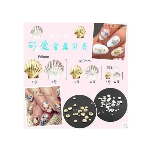 10000PCS/Lot Lovely Gold Silver Rivet Shell Nail Art Stud Alloy Metal Jewelry 3D Nail Art Decoration