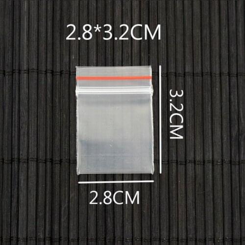 2.8x3.2cm Transparent Red Border 100Pcs/Lot Plastic Ziplock Pack Bags Thick Soft Reclosable Self Seal Pouch