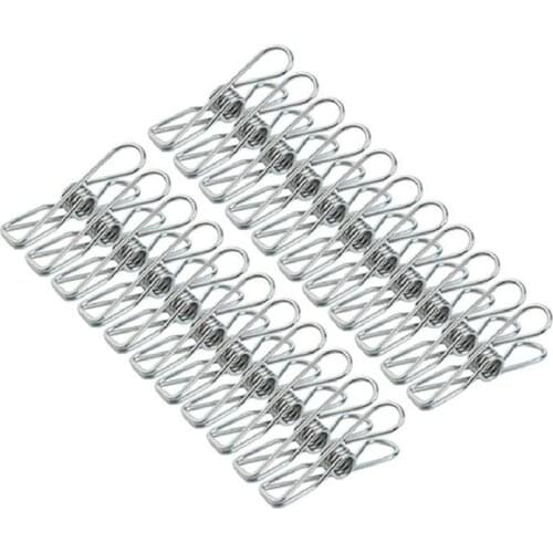 20 Pcs Strong Large Clothes Pins Windproof Clothes Clip Antiskid Drying Hanger Clothespins Stainless Steel Quilts Photo Clips