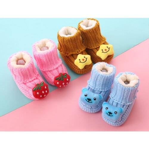 2019 Winter Warm First Walkers Baby Ankle Snow Boots Infant Knit Fleece Baby Shoes For Boys Girls