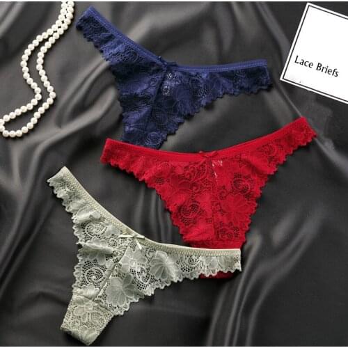 2020 new arrival Hollow transparent temptation ladies thong sexy lace low waist T pants cotton crotch ladies briefs