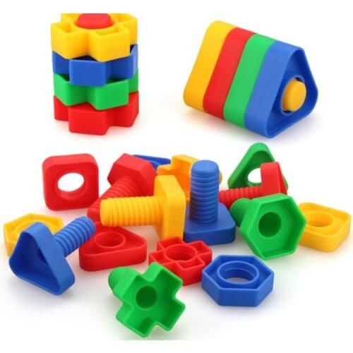 4 sets/lot Screw building blocks plastic insert blocks nut shape toys for children Educational Toys scale models