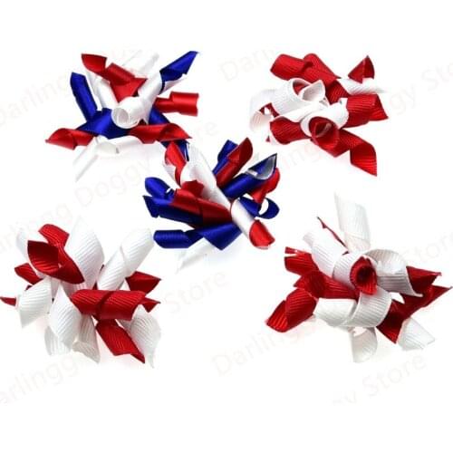 50pcs New Arrival Pet Puppy Dog Cat Hair Bows 4th of July/July 4th Ribbon Hair Bows Dog Grooming Accessory Products