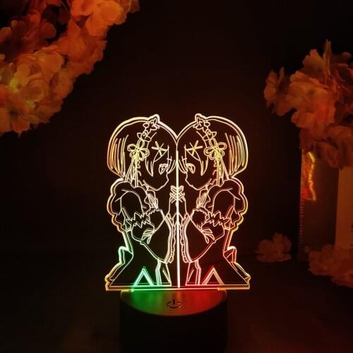 Anime Re:Zero Figurines LED Nightlight Kawaii Room Decor Otaku Girls Bedroom Desk Table Manga Art Lighting Decoration Gift Lamp