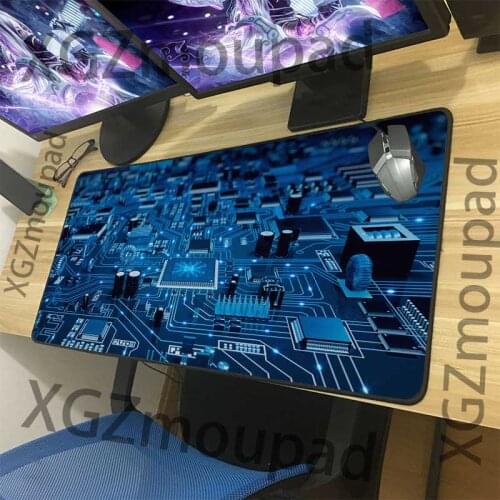 XGZ Large Game Mouse Pad Black Lock Edge Fashion Technology Electronic Board HD Computer Custom Table Mat Rubber Stripe Non-slip