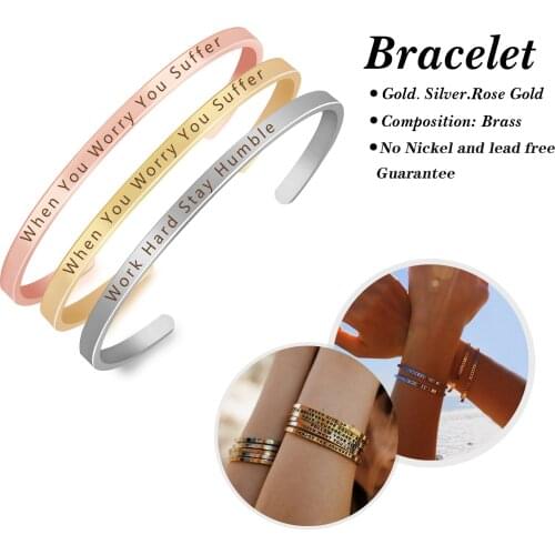Carpe Diem Inspirational Positive Cuff Bracelet Engraved Quote Bangles Unique Personality Gift for Friend and Family