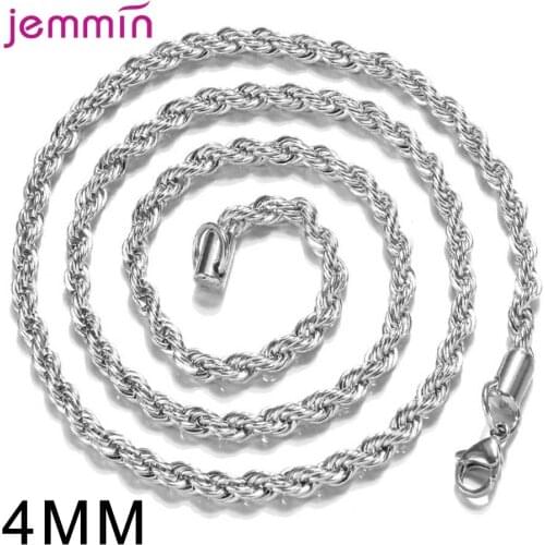 Fine 925 Sterling Silver 4mm Thickness Chain Necklace Lobster Clasp DIY Chain Neckalces Accessories Length 16-30 Inches