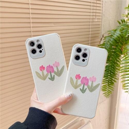 INS Simple Flower Phone Case For iPhone 11 12 Pro Max Mini XR X XS Max 78 SE2020 Soft Cute Fashion Back Shell Cover Accessories