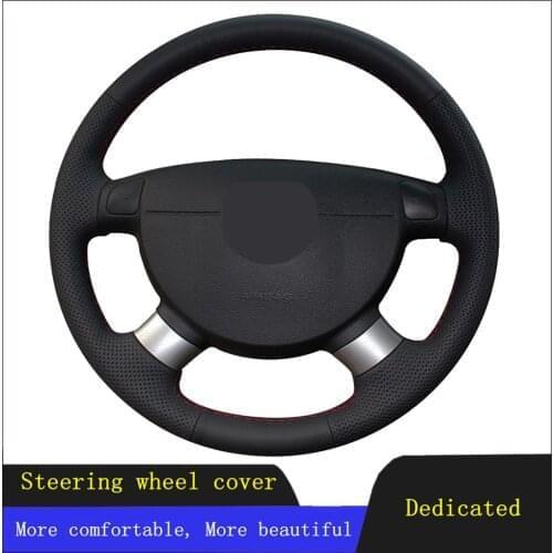 DIY Car Steering Wheel Cover Black Hand-stitched Artificial Leather For Chevrolet Lova 2006-2010 for Buick Excelle Daewoo Gentra
