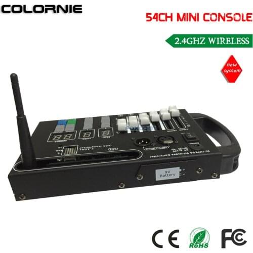 DHL Free Shipping 54CH Wireless Dmx Console With 9V Battery Powered To Control Led Stage Light