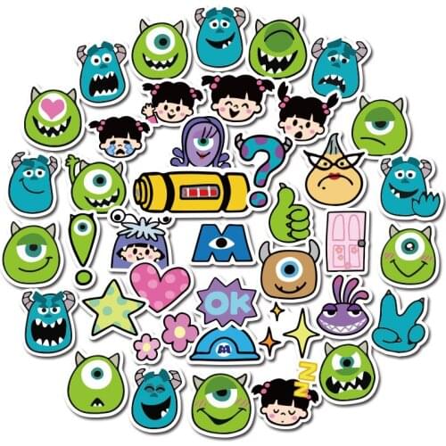 Disney 40pcs Green Monster Power Company Graffiti Sticker Anime Cute Sticker DIY Personality Children Stationery Sticker Set