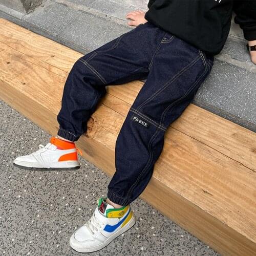 2021 New Children and Teens' Clothing Jeans Korean Style Boys' Fashion Pants Casual Crawler Childrens Black Pants