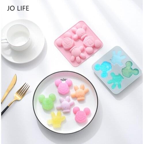 JO LIFE Happy Mouse Cartoon 3D Silicone Mould Fondant Birthday Cake Decoration Mold Candy Gummy Chocolate Pudding Moulds