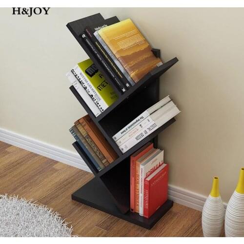 Bookshelf Floor Creative Study Bookcase Tree Shaped Furniture Decor Book Rack Multi-grid Storage Shelf Wooden Display Shelf Rack