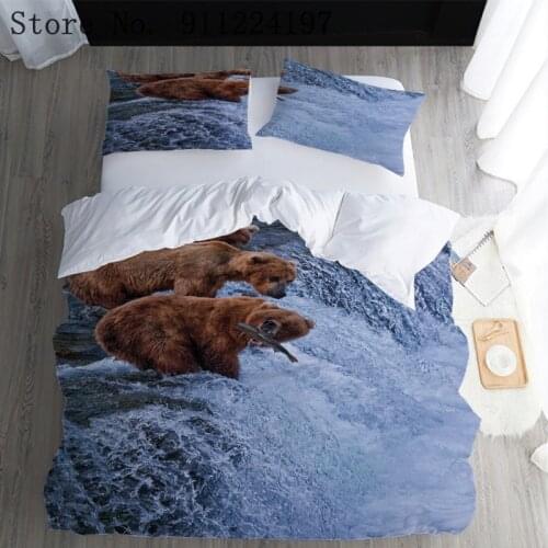 3D Snow Bear Printing Bedding Set Animal Duvet Cover Kids Bedroom Bed Cover Set Home Warm Single Double King Bed Quilt Cover