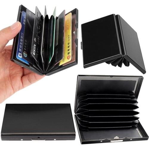 Stainless Steel Card Box Credit ID Card Business Bag Storage Metal Clip Solid Color Convenience Business Gift
