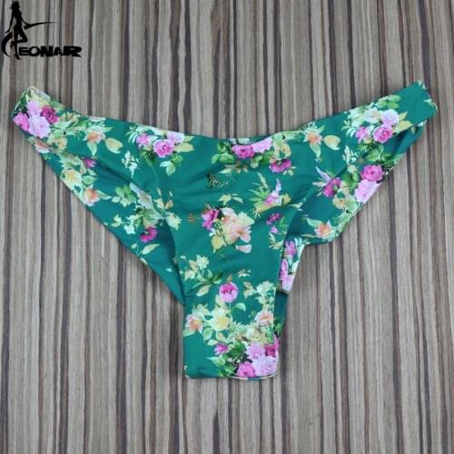 Swimwear Women Bikini Bottom Print Floral Brazilian Thong Swimsuit Classic Cut Bottoms Biquini Swimming Thong Bathing Suits
