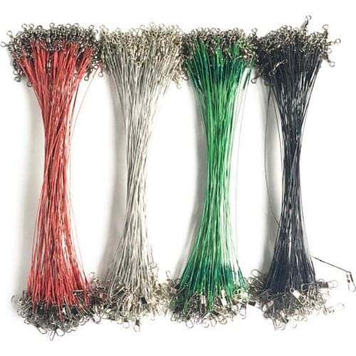 20 Pcs/lot Anti Bite Steel Fishing Line Steel Wire Leader With Swivel Fishing Accessory Lead Core Leash Fishing Wire A103