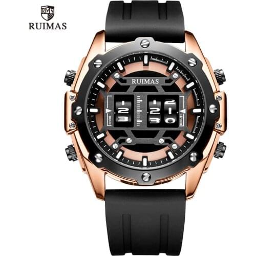 RUIMAS Drum Roller Watches Men Top Brand Luxury Quartz Digital Wristwatch Male Relogio Masculino 2019 New Military Watch Man 553