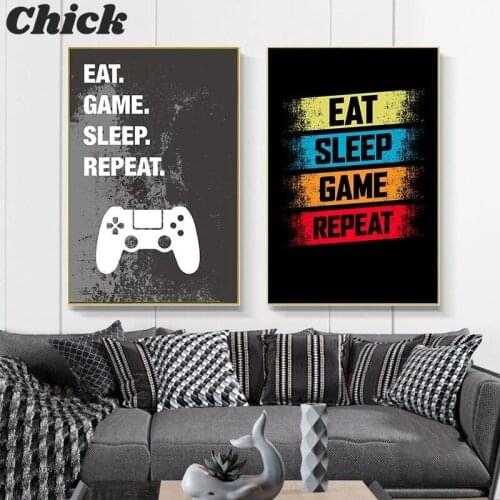 Game Repeat Gaming Wall Art Canvas Poster Gamer Art Canvas Painting Poster And Prints For Boys Room Decorative Picture Playroom
