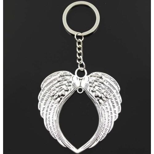New Keychain 74x69mm Heart Angel Wings Pendants DIY Men Car Key Chain Ring Holder Keyring Souvenir Jewelry Gift