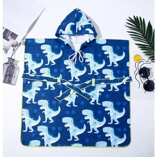 New Kids Cartoon Printed Swimming Cape Hooded Beach Towel Outdoor Thin Childrens Bathrobe With Sashes Swim Surf Beachwear