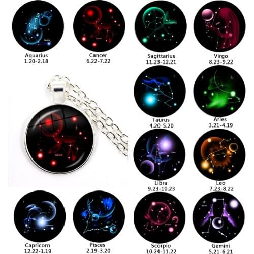 Aries/Taurus/Gemini/cancer/LEO/Virgo/Libra/Scorpio Zodiac Signs Silver-plated Necklace 12 Constellations Jewelry For Birthday