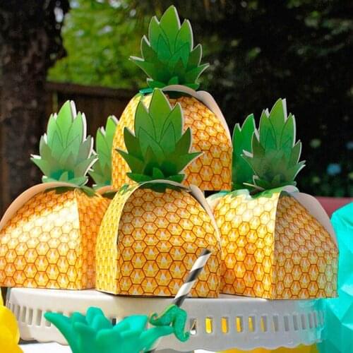 5pcs Pineapple Gift Box Wedding Favors Gift Candy Boxes Holiday Paper Bag Beach Wedding Decorations Home Party Birthday Supplies