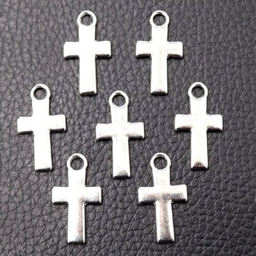 20pcs/ Lot Silver Plated Catholic Bible Crosses Pendants Retro Bracelet Accessories DIY Charms For Jewelry Crafts Making 23*12mm