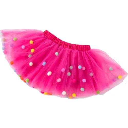 Lovely Fuchsia Tutu Tulle Children Dresses For Party Prom Age 1-12 Years Kids Mini Dresses with Colorfuls Balls