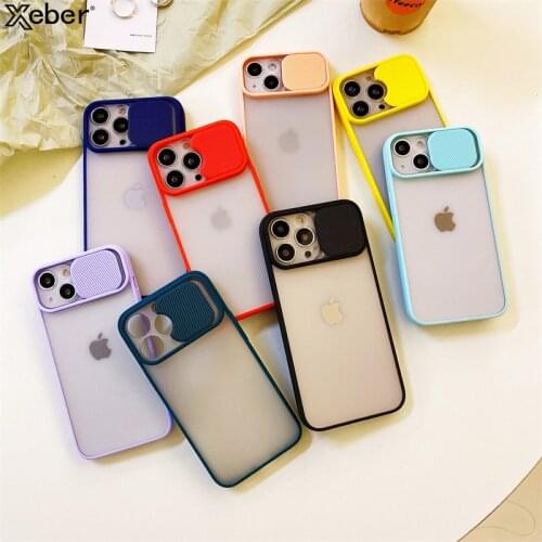Slide Camera Lens Protection Phone Case For iPhone 12 11 Pro Max XR XS X Mini 8 6 6S 7 Plus SE 2020 Matte Transparent Hard Cover