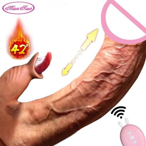 Realistic Telescopic Vibrating Dildo 12 Speeds Vibrator Dildo Swing Female Masturbation Penis Sex Toys for Women Adult Sex Shop