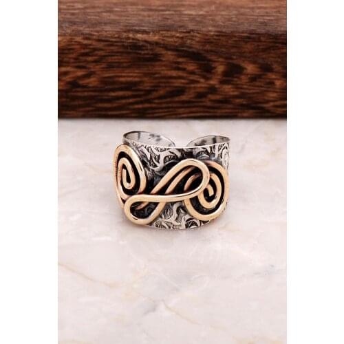 Handmade Real 925 Sterling Silver Adjustable Hammer Forged Engraved Ring Ottomany Style Princess Hurrem Sultan 2.5cm - 6.5gr