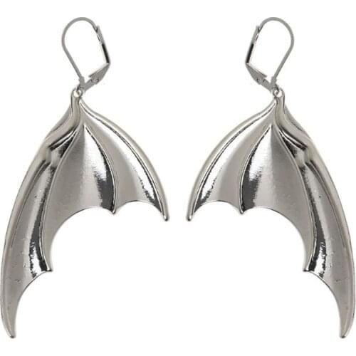 Silver Dragon Mythological Creature Wings Pendant Earrings Vampire Bat Wings Earrings Gothic Victorian Earrings Jewelry