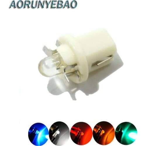 AORUNYEBAO 50pcs led t5 b8.5 B8.5D smd 1 led Auto Wedge led Dashboard Warning Indicator Instrument Light for car 12V white blue